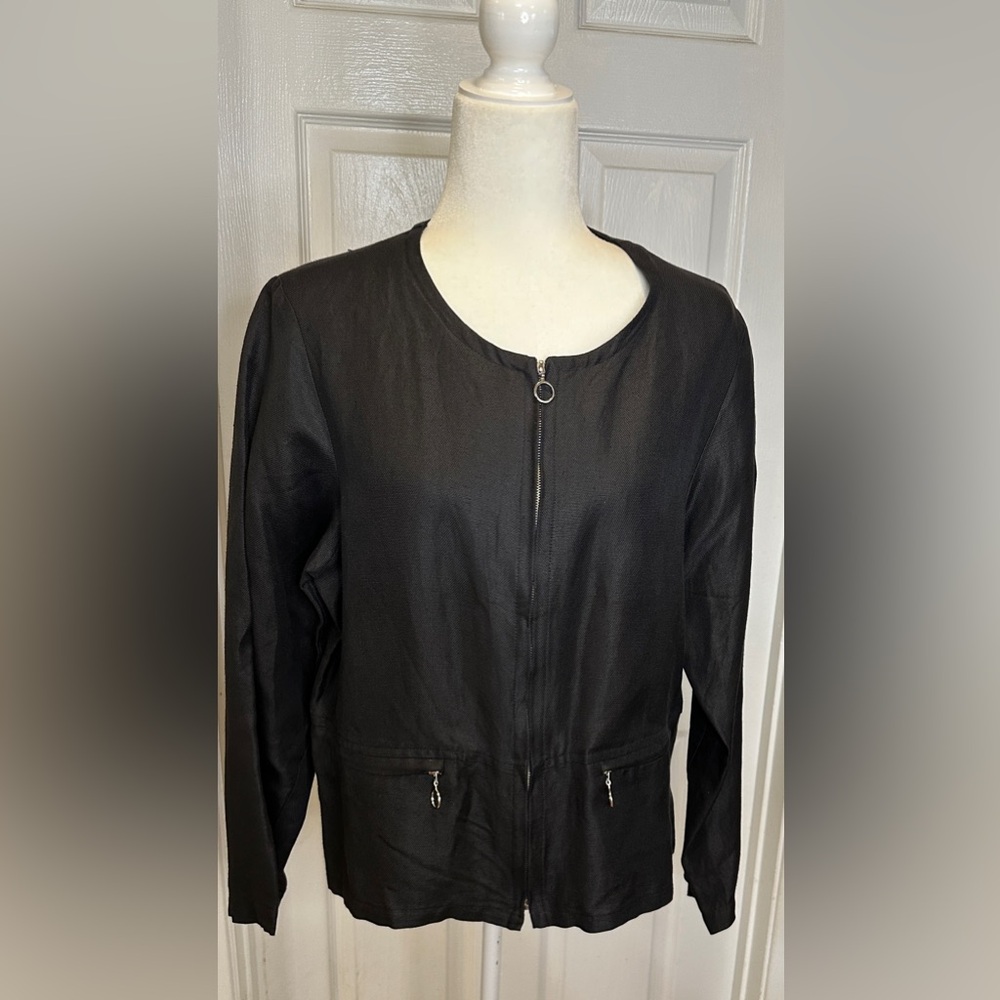 David Dart Collection Sophisticated Linen Classic Black Jacket Size Large